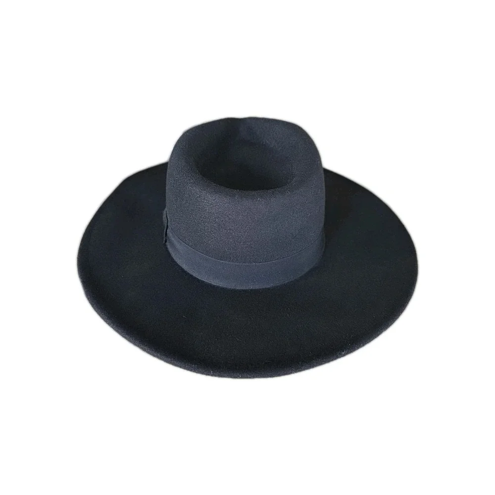 Forever 21 Black Felt‎ Like Fedora Hat Size M/L 58cm Adjustable Band
